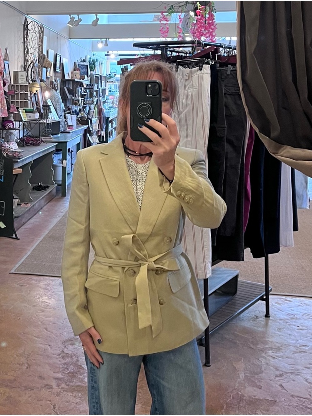 J. Crew Women's Light Beige Double-Breasted Belted Blazer